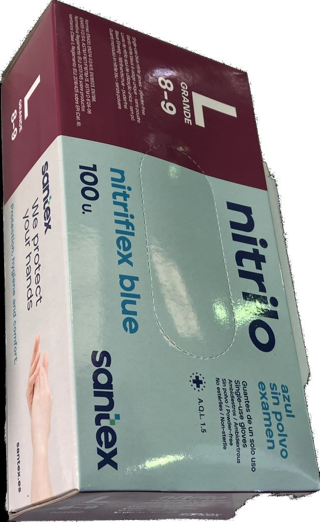 Caja 100 guantes nitriflex color azul ( L )