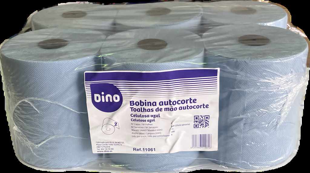 Saco 6 rollos bobina azul doble capa premium laminado autocorte